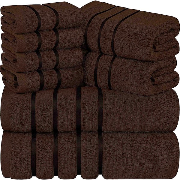 Unbranded 8-Piece Brown Luxury Cotton Towel Set