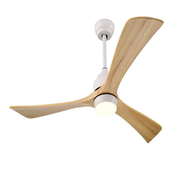 Light Pro 52 in. Smart Indoor Brown and White Finish Downrod Mount Low Profile Standard Ceiling Fan with Quiet DC Motor