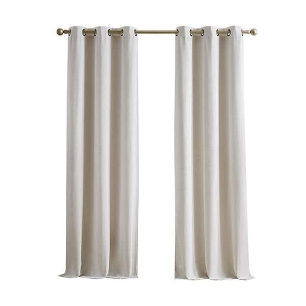 Alfred Beige Solid Polyester 38 in. W x 96 in. L Machine Washable Grommet Indoor Blackout Curtain (Set of 2 Panels)