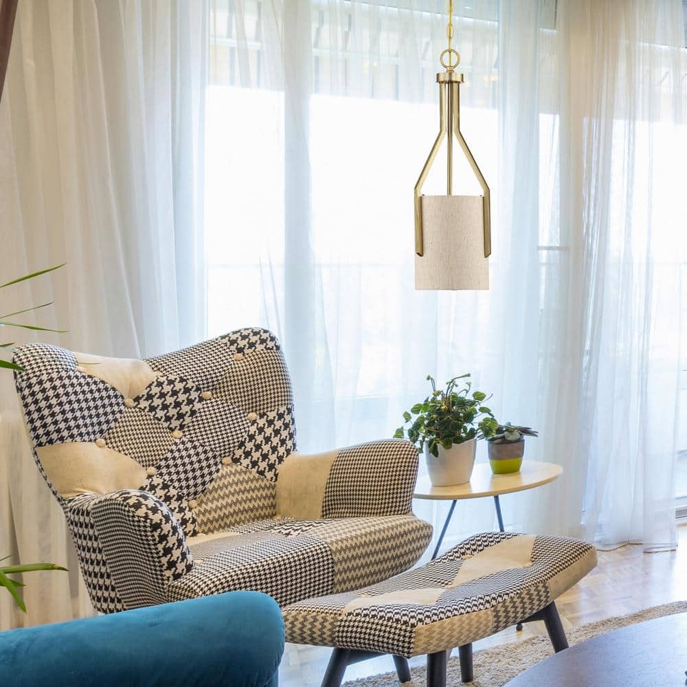 Elara Brushed Gold Mini Drum Pendant Light