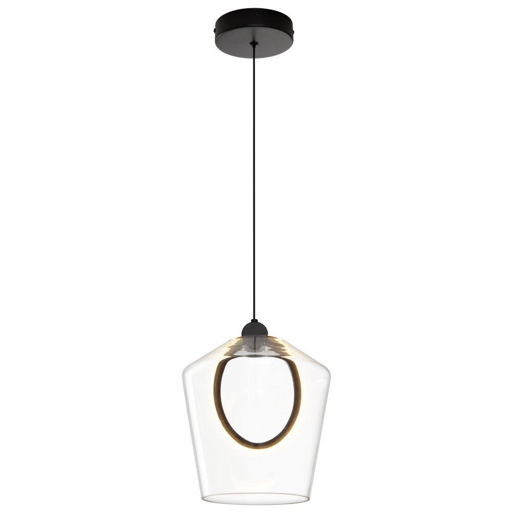 Modern 16-Watt 1-Light Matte Black Integrated LED Pendant Light with Clear Glass Shade, Pendant Light for Kitchen Island price history on PriceWatchPro