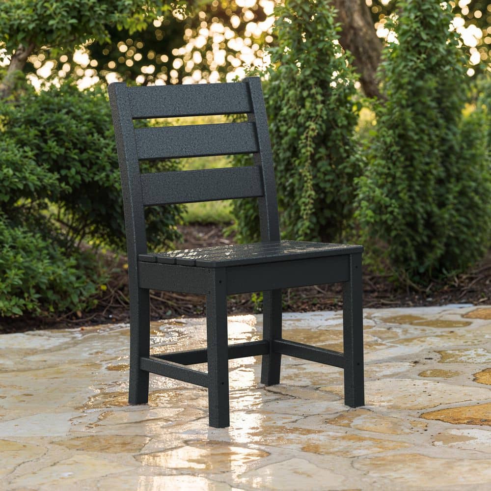 POLYWOOD Grant Park Black Side Stationary Plastic Outdoor Dining