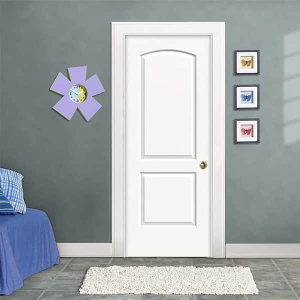 36 in. x 80 in. Caiman 2 Panel Left-Hand Solid Core Primed Molded Composite Single Prehung Interior Door