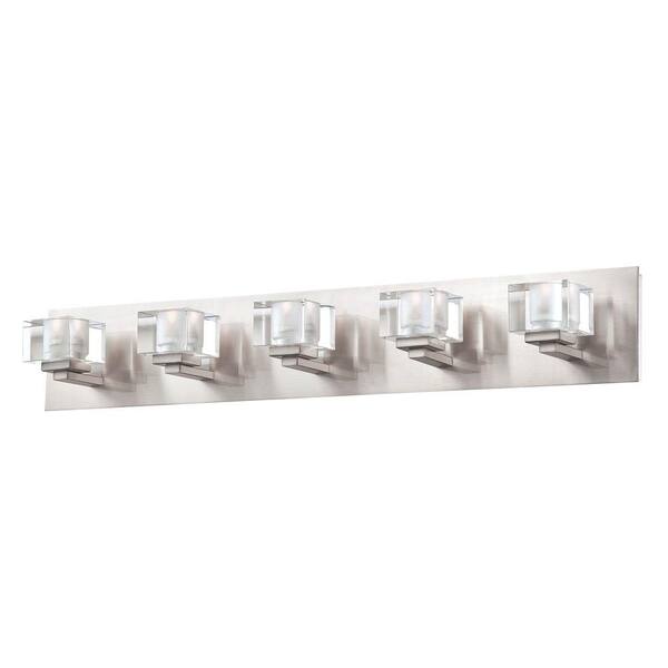 Eurofase Prism Collection 5-Light Satin Nickel Bath Bar Light