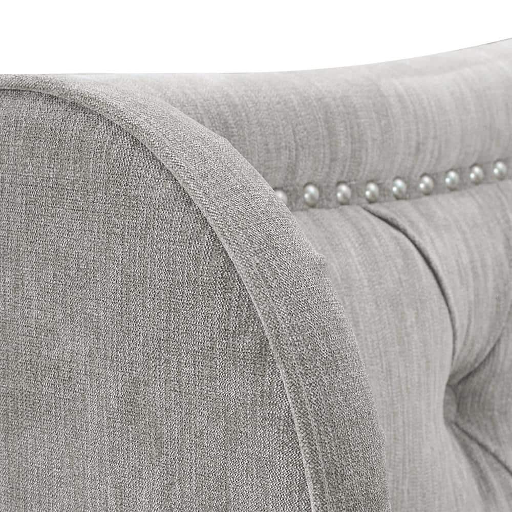 Marcella King Silver Grey Tufted Upholstered Bed with Nailhead Trim
