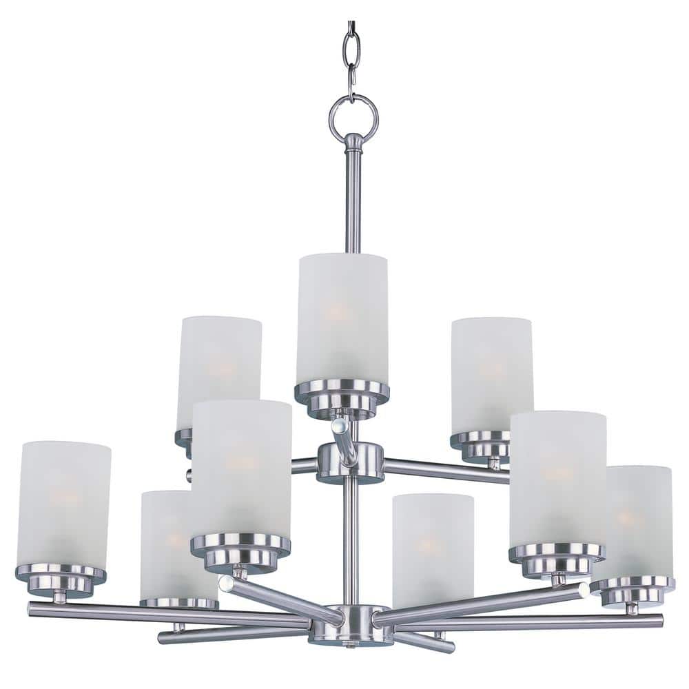 Corona 9-Light Satin Nickel Chandelier with Frosted Shade price history on PriceWatchPro