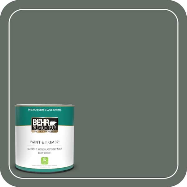 BEHR PREMIUM PLUS 1 qt. #700F-6 Dense Shrub Semi-Gloss Enamel Low Odor Interior Paint & Primer