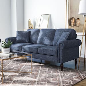 Michaud 79.75 in. W Rolled Arms Chenille Straight Sofa in Blue