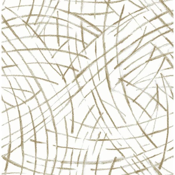 A-Street Prints Willy Nilly Gold Brushstrokes Gold Wallpaper Sample