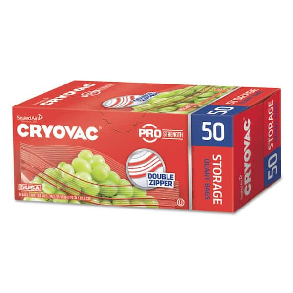 Diversey 7 in. x 7-15/16 in. 1 qt. Storage Cryovac Clear Dual Zipper Bag (450-Count)