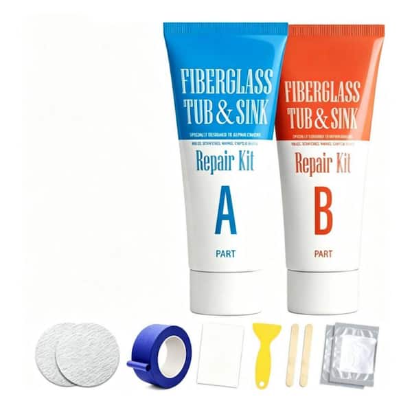 Tub Repair Kit for Repairing Enamel, Fiberglass, Acrylic, Porcelain Tubs, Toilets, Sinks, Showers and Trays in Bathrooms