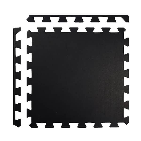 Black 24 in. W x 24 in. L x 0.24 in. Thick Rubber Tile, Rubber Gym/Weight Room Flooring Tiles (8 Tiles/Case)(32 sq. ft.)