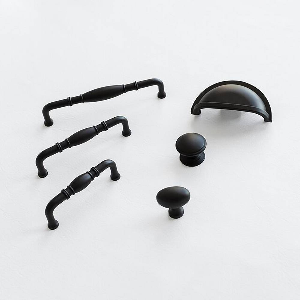 Williamsburg Black Matte Round Mushroom Cabinet Knob