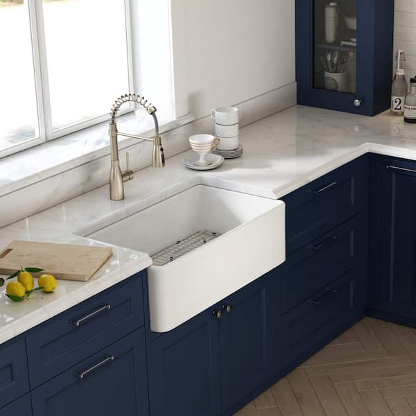 Staykiwi 36 in. Farmhouse Single Bowl White Fireclay Kitchen
