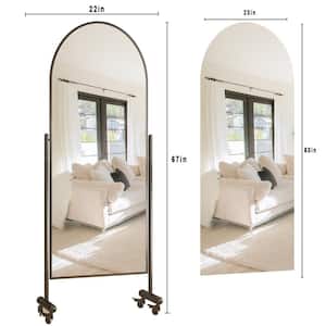 22 in. W x 67 in. H Arched Black Aluminum Alloy Framed Dance Mirror Floor Mirror