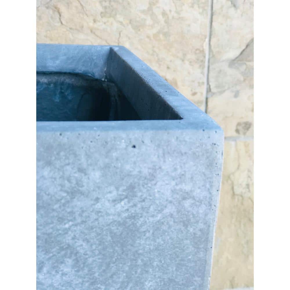 Modern Lightweight Concrete Outdoor Planter in Slate Gray