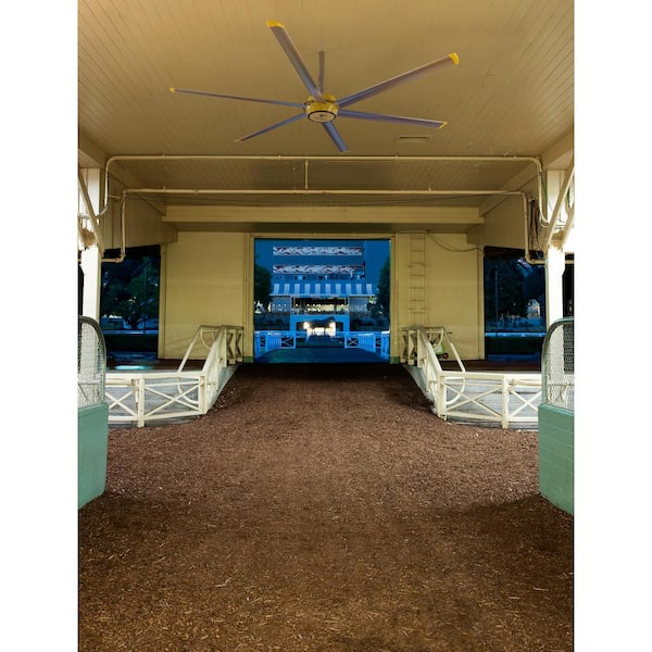 E-Series - (E10) 3025, Indoor Ceiling Fan (6 Blades), 10' Diameter, Silver/Yellow, Variable Speed Controller