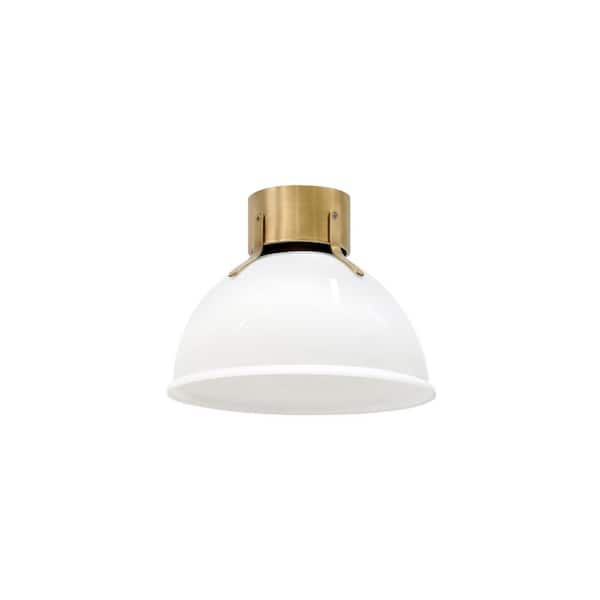 HINKLEY Argo 13.0 in. 1-Light Heritage Brass Flush Mount