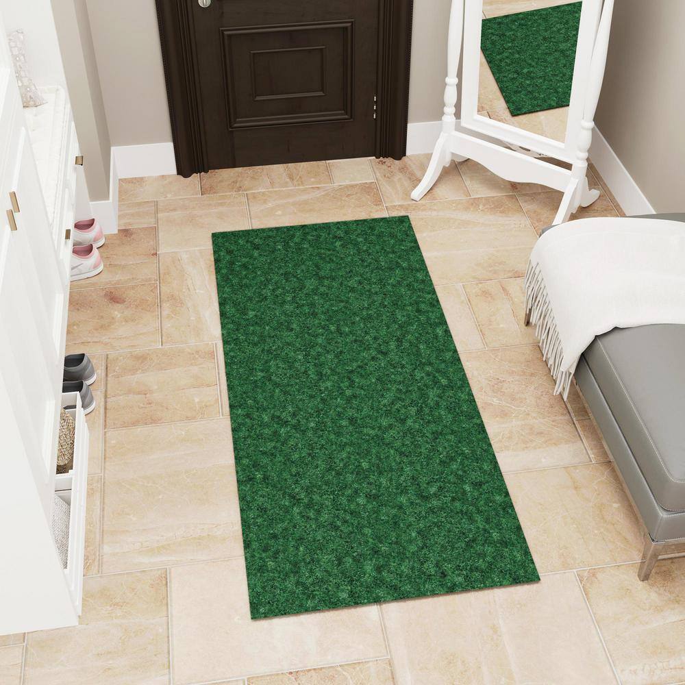 Green Non-Slip Rubberback Utility Entryway Mat