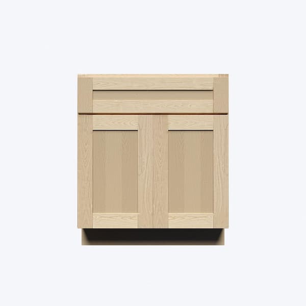 LIFEART CABINETRY Lancaster Shaker Assembled 24 in. x 34.5 in. x 24 in. Sink Base Cabinet with 2-Doors in Natural Wood