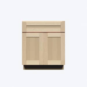 Lancaster Shaker Assembled 27 in. x 34.5 in. x 24 in. Sink Base Cabinet with 2-Doors in Natural Wood
