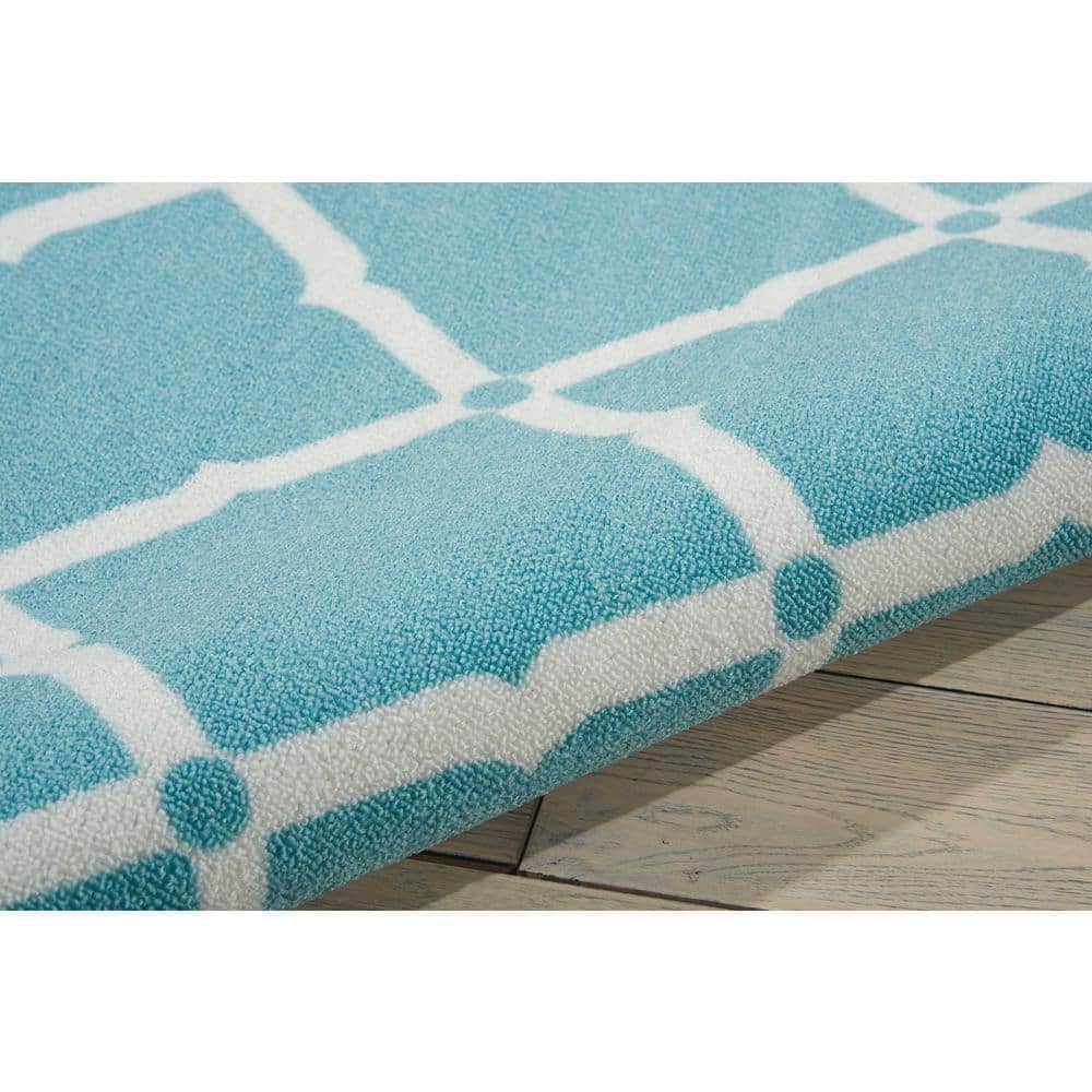 Aqua Floral Bliss 5' x 7' Synthetic Indoor/Outdoor Area Rug