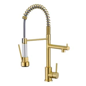 3 Functions Wall Mounted Pull Down Kitchen Faucet in Brushed Nickel