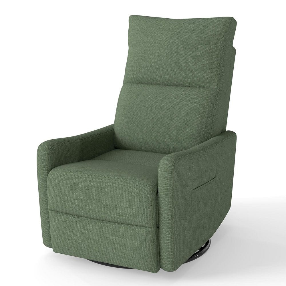 Dark Green Upholstered Velvet Fabric Glider Recliner Chair with 360° Swivel