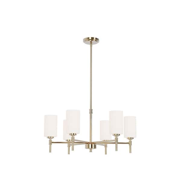 Wexton 6-Light 26.38 in. Plug and Play Polished Gold Chandelier with SkyPlug