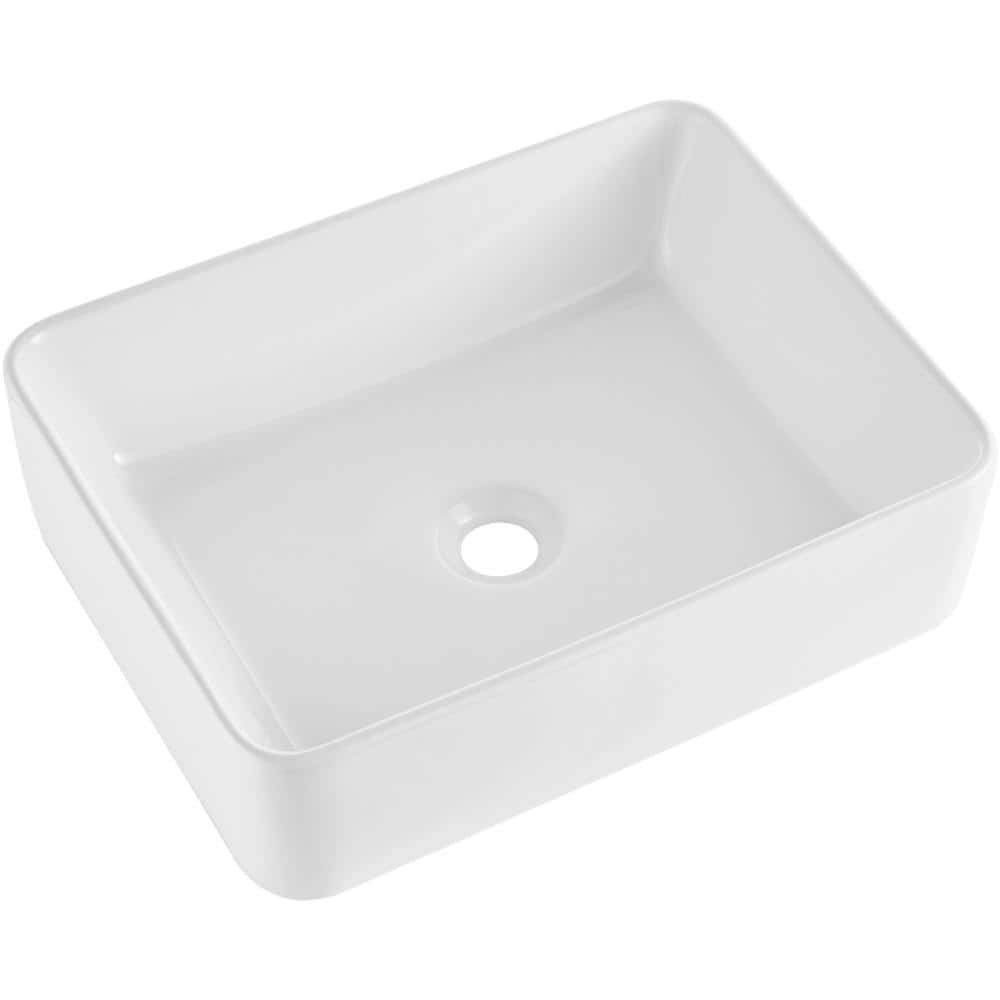 "Rectangle Vessel Sink 19x14.7"", Ceramic Bathroom Countertop Basin, Above Counter, Modern Style, For Hotel RV" price history on PriceWatchPro