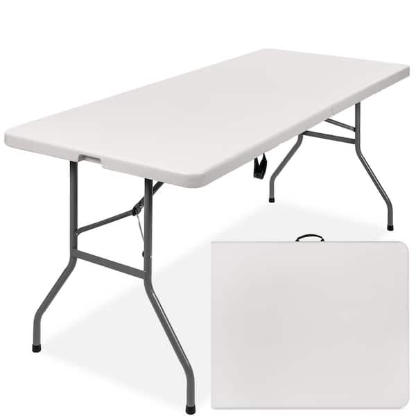 Best Choice Products 6 ft. Plastic Folding Picnic Table, Indoor Outdoor Heavy-Duty Portable with Handle, Lock