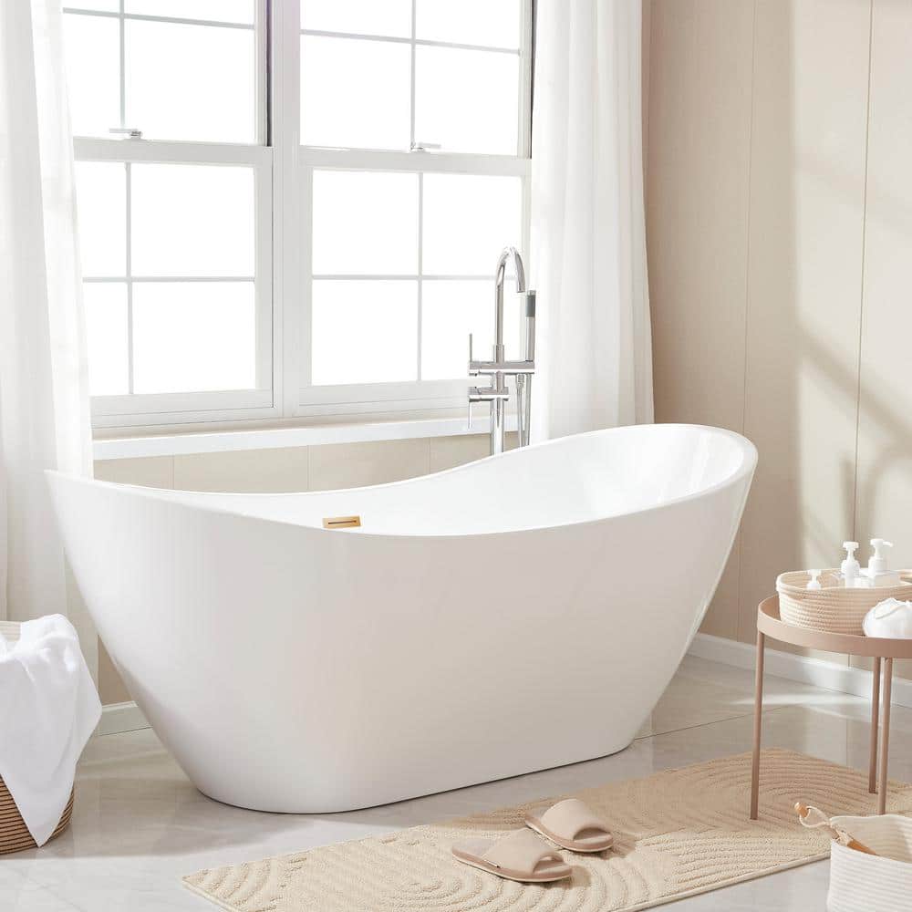 Ophelia 71" White Freestanding Acrylic Soaking Bathtub