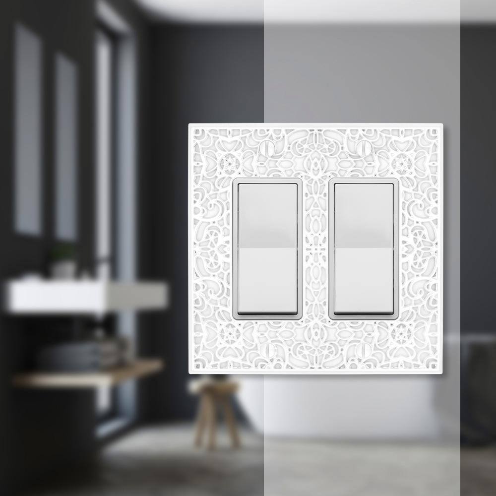 White Cast Metal Double Rocker Decorative Wall Plate