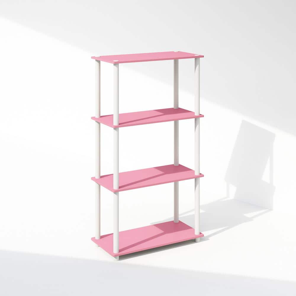 Furinno Turn-N-Tube 43.25 in. Tall Pink/White Wood 4-Shelf