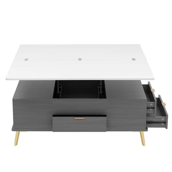 Clihome 47.2 in. Modern Lift Top Rectangle MDF Coffee Table with Drawers in Gray