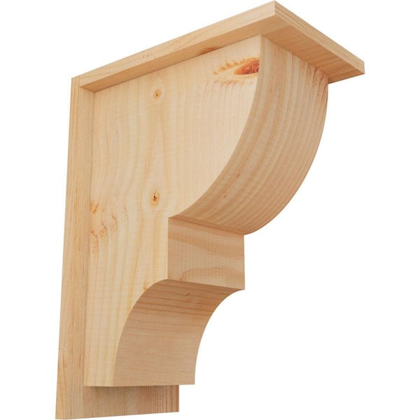 Ekena Millwork 7-1/2 in. x 12 in. x 16 in. Douglas Fir Ridgewood Smooth Corbel with Backplate