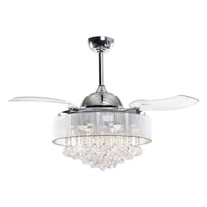 Maria 42 in. LED Indoor Chrome Retractable Ceiling Fan with Warm White Light and Remote Control