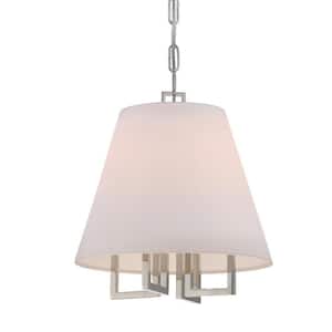 Westwood 4-Light Polished Nickel Crystal Chandelier with Silk Shade