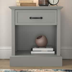 Xylon 1-Drawer Gray Nightstand Sidetable Ultra Fast Assembly (24.2 in. x 21.7 in. x 15.7 in.)
