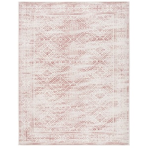 Classic Vintage Beige/Red 8 ft. x 10 ft. Border Distressed Area Rug