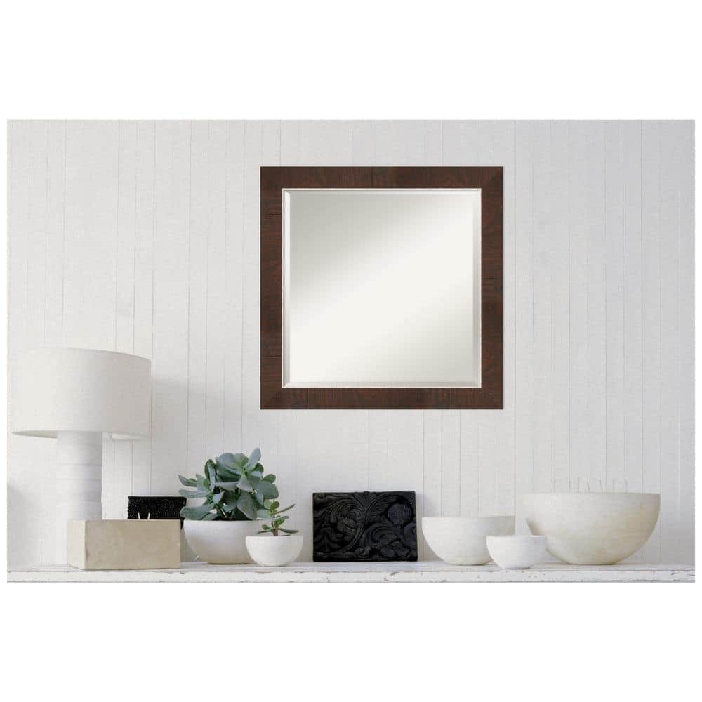 Wildwood Brown and Silver Narrow Framed Rectangular Bathroom Mirror