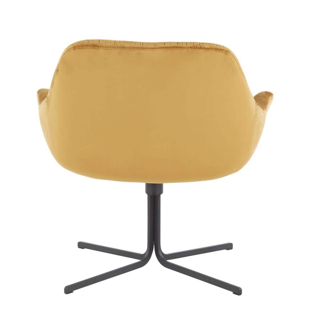 Chartreuse Velvet Swivel Accent Chair with Black Metal Base