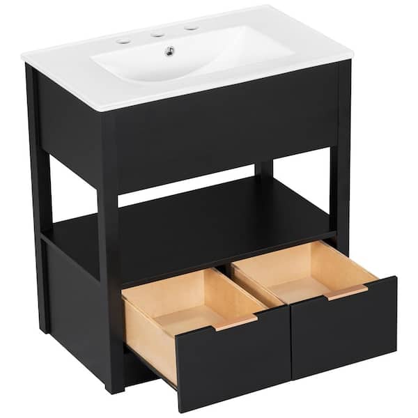 COWLOWN 30 in. W x 18 in. D x 32.5 in. H Bathroom Black Linen Cabinet