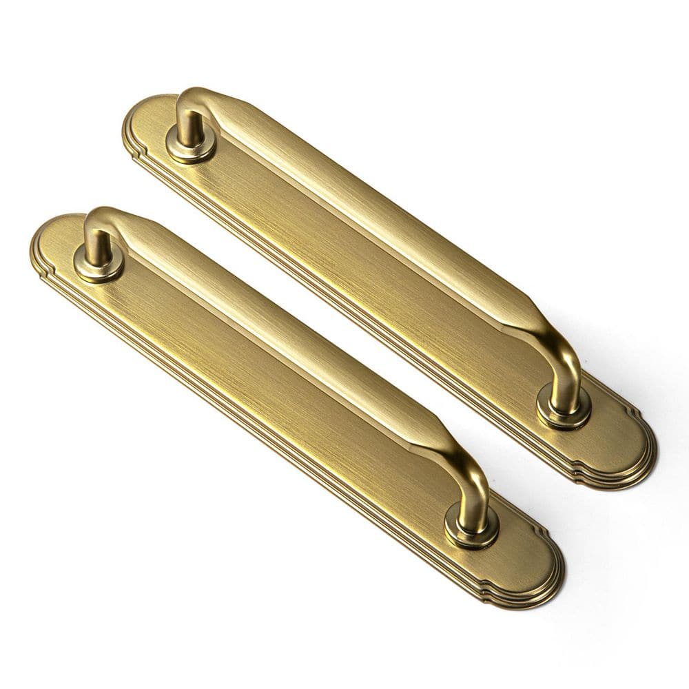 2-Pack 5 in. (128mm) Brushed Gold Zinc Alloy Cabinet Pull with Stepped Border Backplate Drawer Bar Pull price history on PriceWatchPro