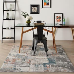 Tangra Grey/Multi 5 ft. x 7 ft. Abstract Geometric Contemporary Area Rug