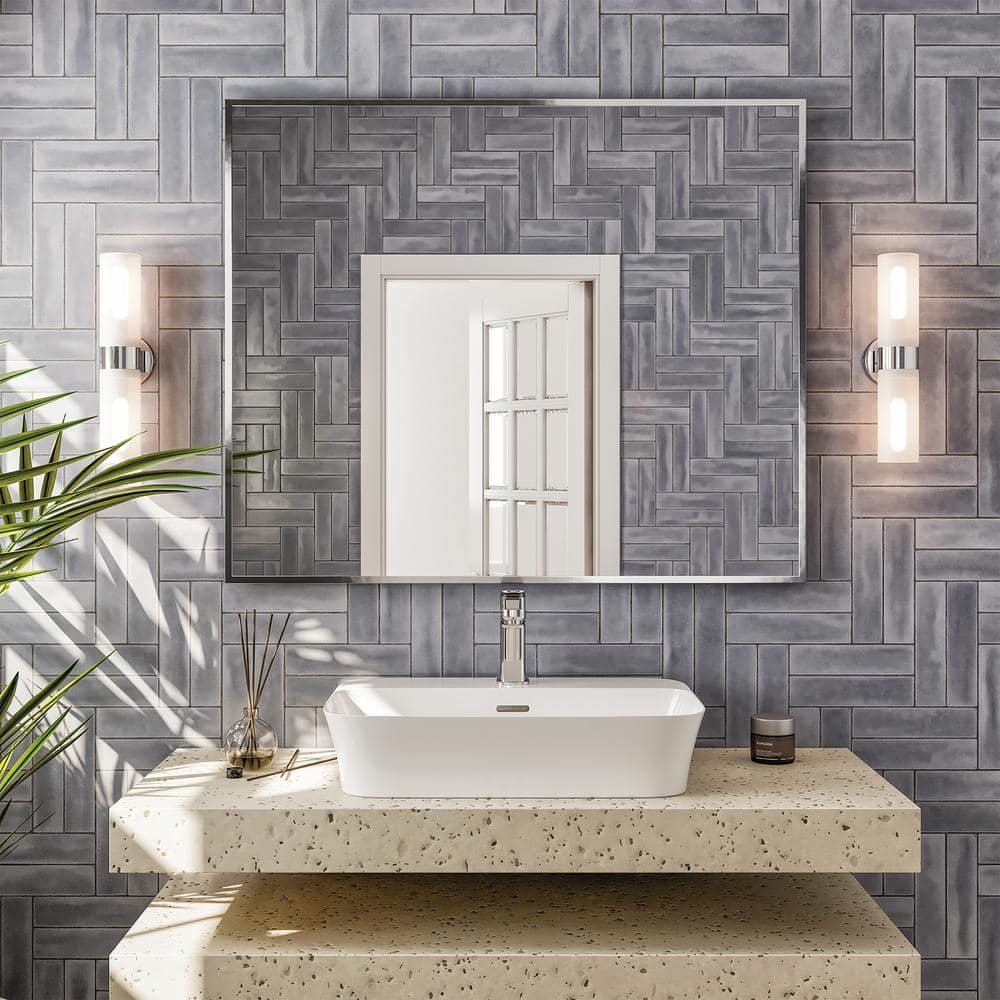 Brushed Wood 36x30 Rectangular Wall Mirror