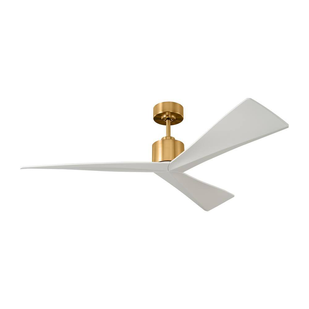 Adler 52" Burnished Brass and Matte White Ceiling Fan with Remote