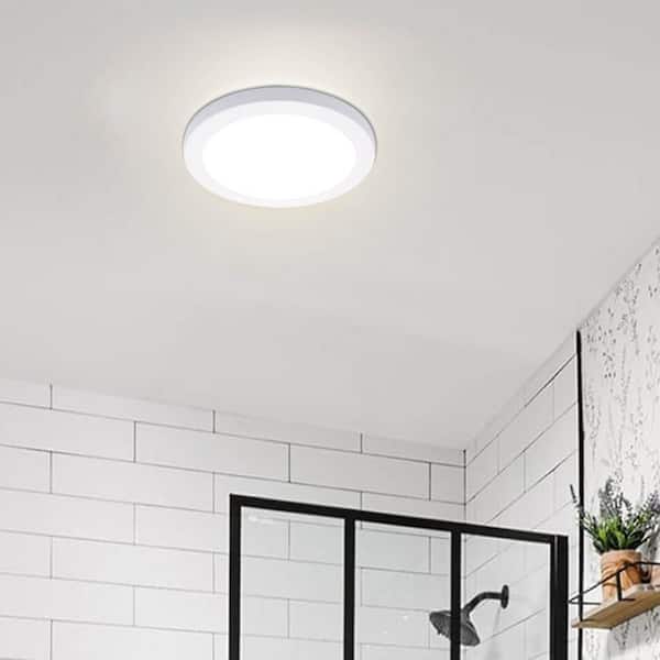 9 in. White Round Flat 4000K Integrated LED Flush Mount Ceiling Light Slim Disk Light for Bathroom, Hallway, Kitchen