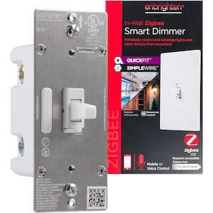Zigbee Smart Dimmer Toggle Light Switch with Quick Fit and SimpleWire in White