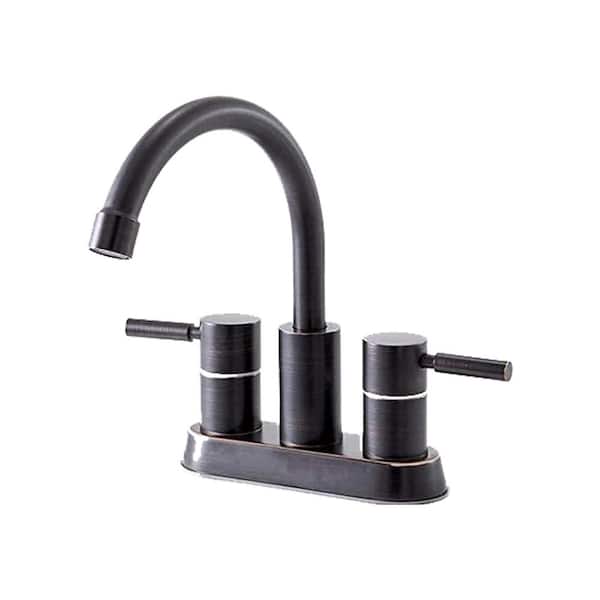 Unbranded 4 in. Centerset 2-Handle Bathroom Faucet with Spot Defense and Drain Assembly in Oil Rubbed Bronze